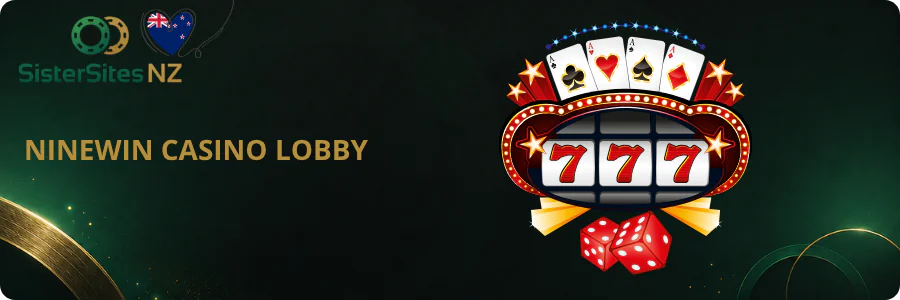 NineWin Casino lobby for New Zealand players