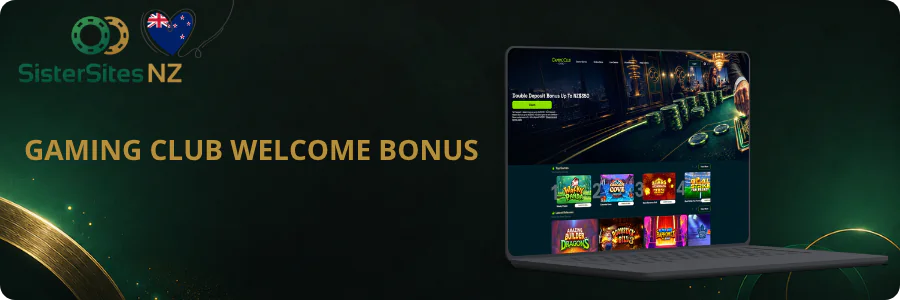 Gaming Club Casino welcome bonus screen
